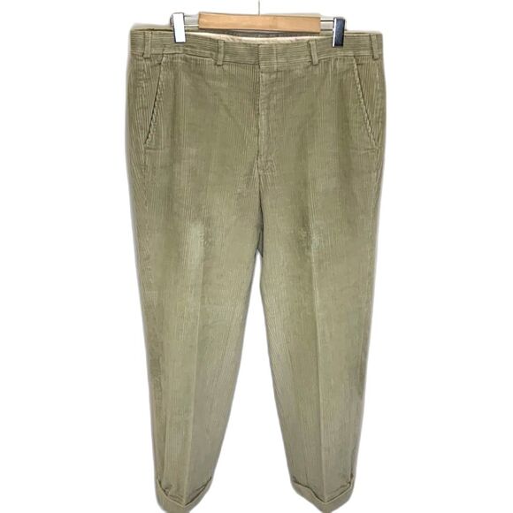 Brooks Brothers Light Tan Wide Wale Cuffed Corduroy Pants Size 38 X 28 - Picture 1 of 9
